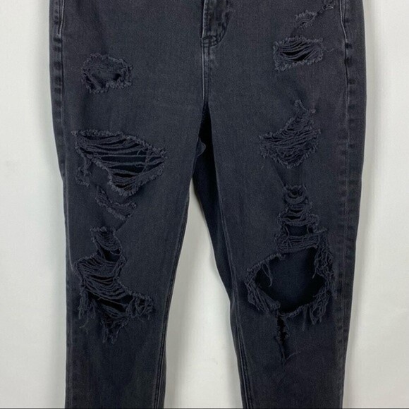 American Eagle Ripped Mom Jeans Black Women's Size 4 - Picture 6 of 14